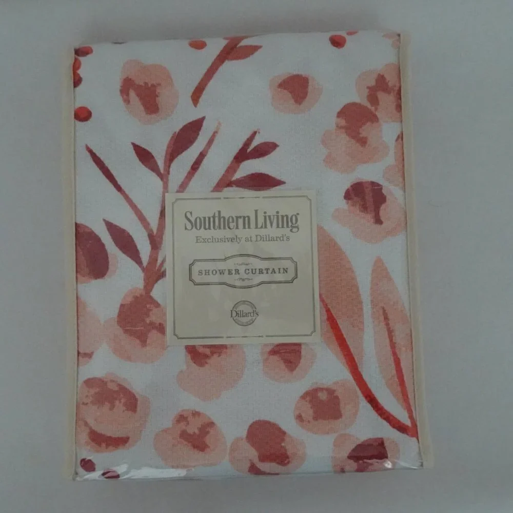 Southern Living Shower Curtain Orange Floral Print Bath